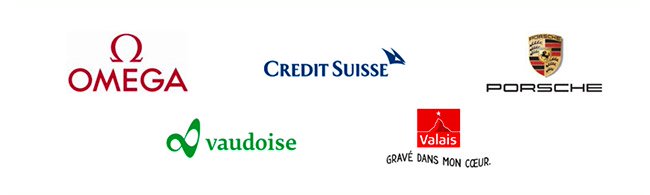 Omega, vaudoise, credit suisse, grave dans mon coeur porsche logo